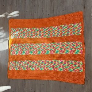 Handmade‎ Crochet Neon Blanket.